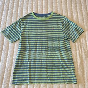 Polo Ralph Lauren Crew Neck T-Shirt Youth XL (18-20) Blue Green Stripe Pink Pony